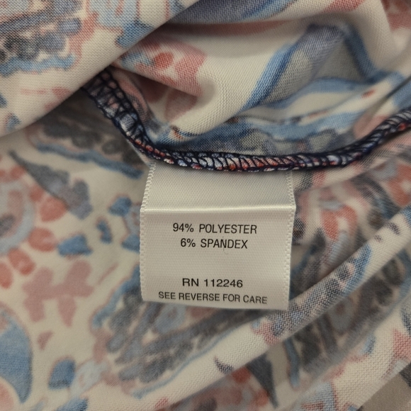 Sami & Jo Multicolor Shortsleeve With Snap Woman's Top Size Small With Stretch - Picture 6 of 10